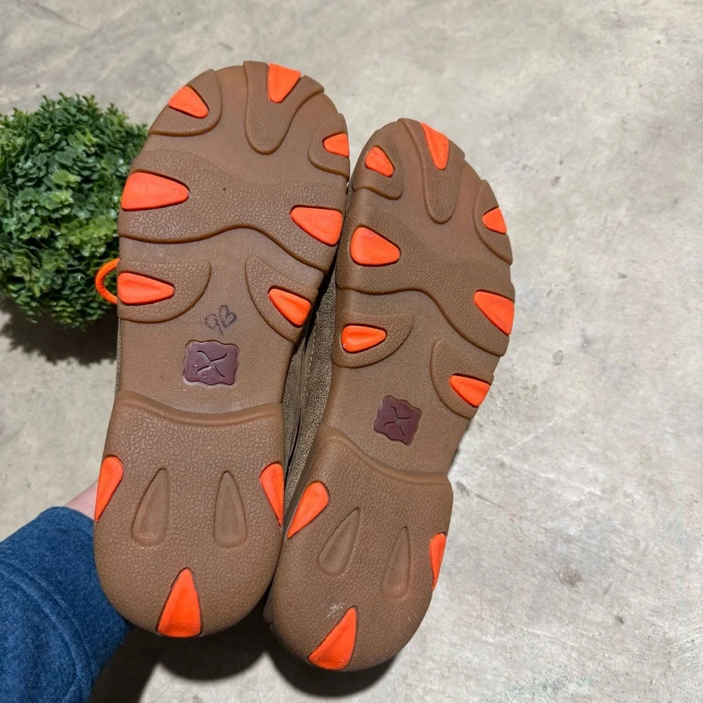 Twisted X Driving Moc Orange‎ Brown Leather Youth Size 6 Western Boho Festival